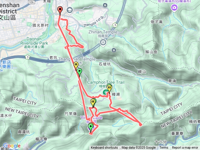 政大後山、樟山寺、銀河洞、鵝角格山、三玄宮山、十六分山