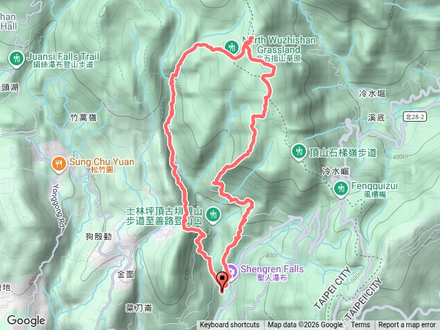 聖人崙-瑪蕃山-頂山-杏林山-北五指山-內雙溪古道O繞預覽圖