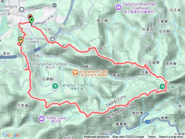 O走；指南宮千階猴山岳二格山十六分山鵝角格山飛龍步道政大後山