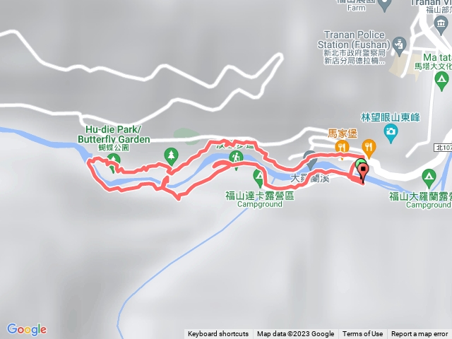 溪瀧步道、蝴蝶公園、大羅蘭溪古圳步道 O 型
