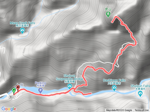 虎山登山步道，水雲吊橋，1165峰，虎山，水雲瀑布