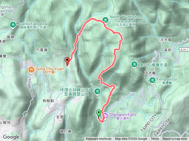 聖人瀑布-聖人崙-瑪蕃山-頂山西南峰-頂山-北頂山-北五指山-內雙溪古道-內寮預覽圖