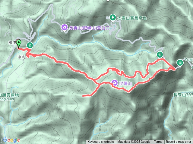 台中和平中級山行程 : 橫沙笛縱走。(B級逆行全程“笛沙橫”，非傳統走法)。