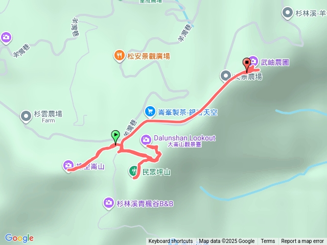 樟空崙山貓望冬山民眾坪山大崙頭山