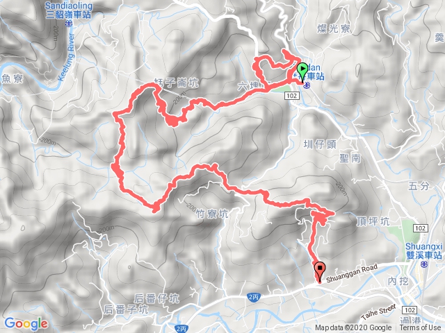 20201024牡丹車站-尪仔崙坑口-大塊厝山-尪仔崙坑-頂坑山-新路尾山-大竹林山-平林農場-雙溪車站
