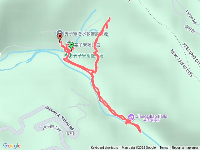 汐止姜子寮古道從福興宮起登----攔沙壩----天鋒谷----福順宮折返