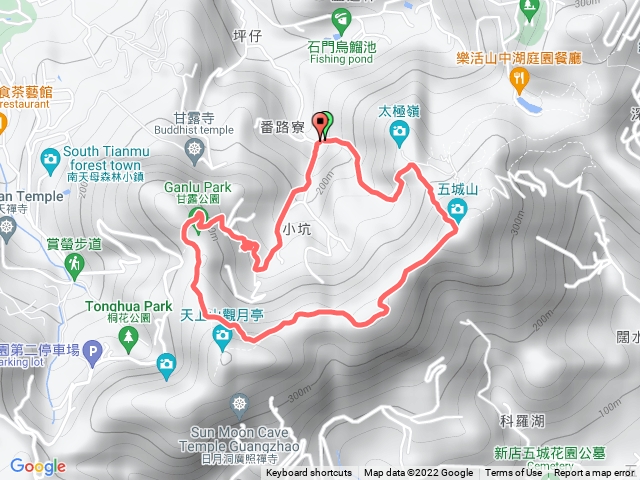 土城石門路70號步道入口-五城山-天上山縱走-天上山鞍部-甘露公園-巨竹休息一下-回70號步道入口