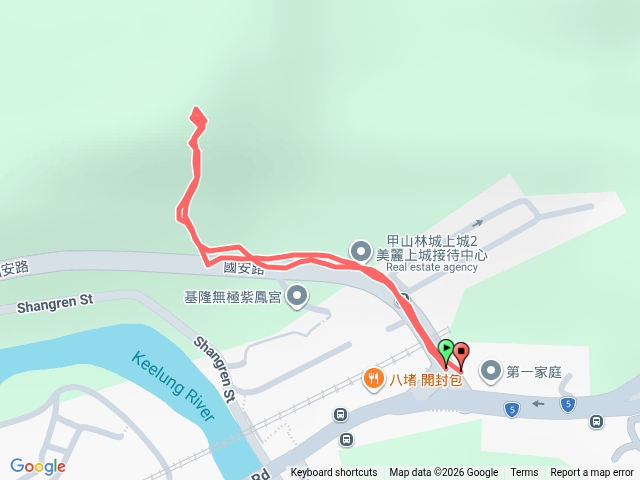 八堵國安路上接三角洲嶺山步道新開之路徑