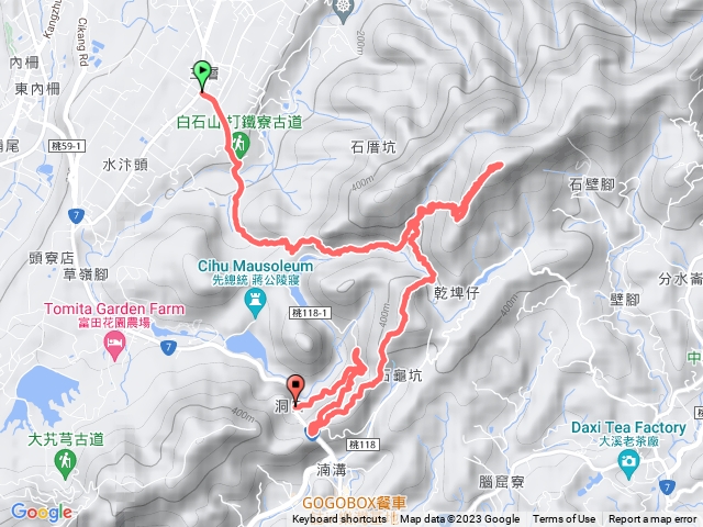 大溪三層白石山百吉林蔭步道下