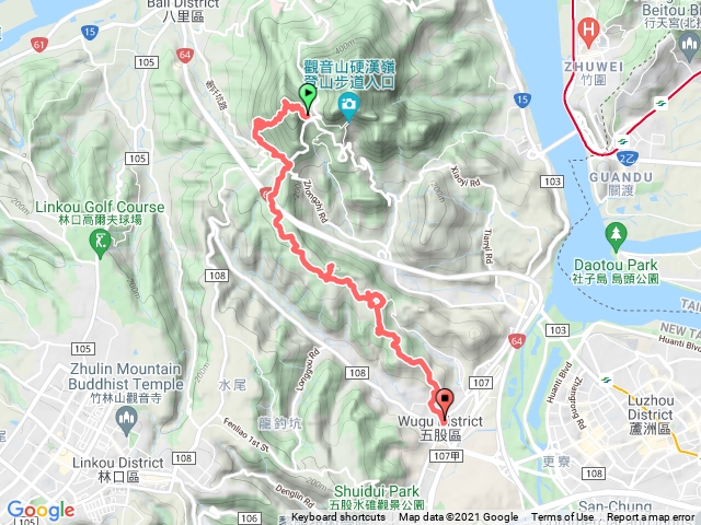 2021-11-26觀音山遊客中心→牛港稜山→廖添丁洞→五股坑山→旗竿湖農場→御史坑山→五股山→成泰路
