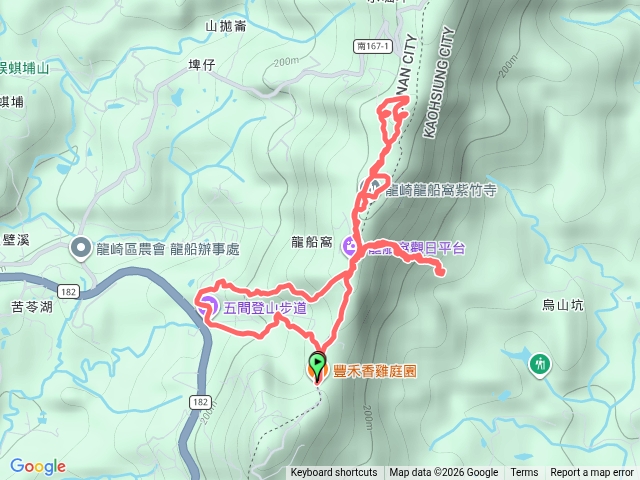 五間登山步道龍船山往內門羅漢門烏山坑古道預覽圖