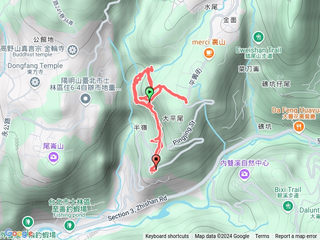 士林區溪山百年古圳步道古圳步道大平尾山溪山瀑布來回預覽圖