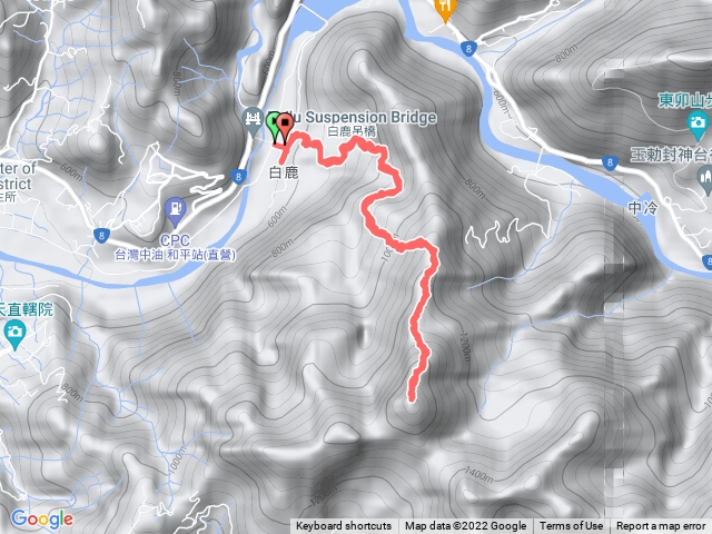 白毛山 白鹿吊橋上