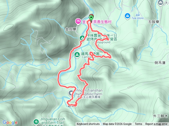 2026-01-31坪林-水圳古道入口-金瓜寮古水圳道-龜窟崙-天山親水農場-金瓜寮產業道路-鐵馬樂園O型走