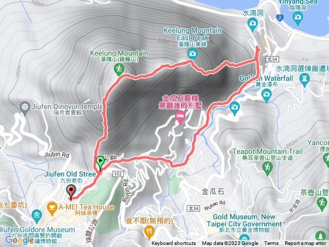 雞籠山登山口，基隆山，485峰，雷霆峰，濂洞國小，三層橋，山尖路登山口，九份老街O型