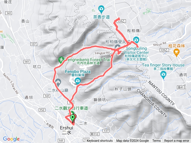 二水車站走坑內坑森林步道連走豐柏登廟步道O繞