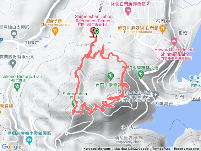 220403桃園石門山大、太平山  勞工育樂中心→觀音聖像→石門山→福德祠→聖義宮→鐵塔→太平山→鐵塔→石門水庫觀景點→好漢坡→勞工育樂中心