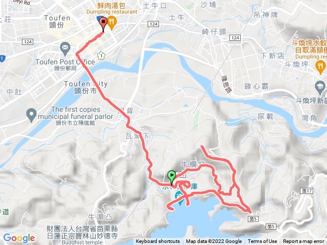 2022-02-05 永和山水庫牌樓→永和山水庫→人字山→茄冬福德宮→樟樹伯公→頭份總站