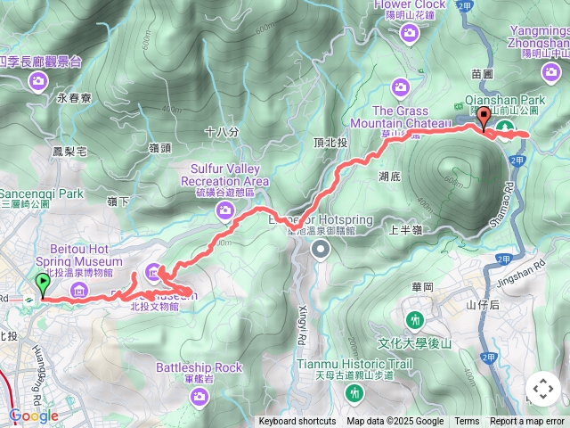 台北北投 地熱谷-石壇山(新北投山)-大砲岩-硫磺谷-龍鳳谷-泉源步道-湖山國小步道-陽明山湖山路及中山樓賞櫻