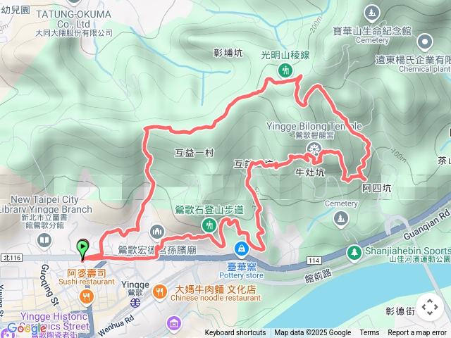 賞桐花雪,順走鶯歌山O形,攀岩路線