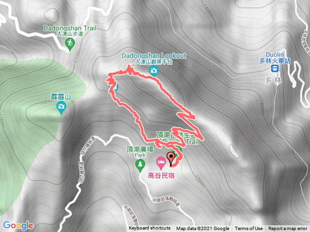 奮起湖大凍山(2021-08-27)-頂湖廣場停車場起登-O型繞一圈-沿途路點標註