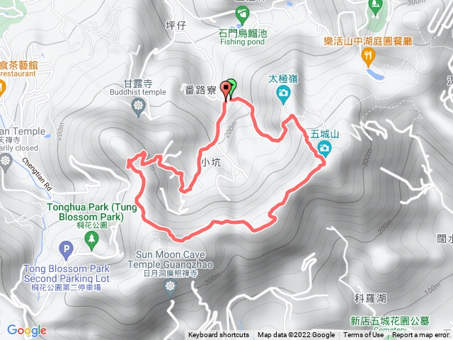 石門路70號步道入口-直上五城山-天上山縱走-天上山鞍部-甘露公園-產業道路-回70號步道入口