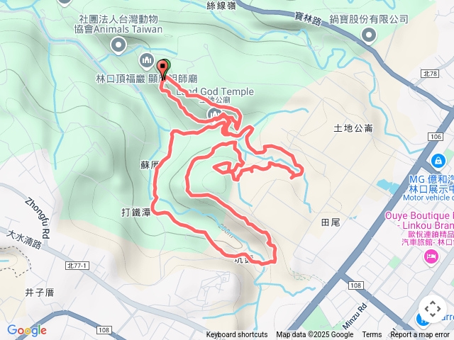 2025-05-16 林口頂褔巖森林步道O形─登山口→祖師巖步道→虎山→神木群→雪花步道→金燦坑→坑頭步道→行善亭→宛峰大橋→東倒西歪橋