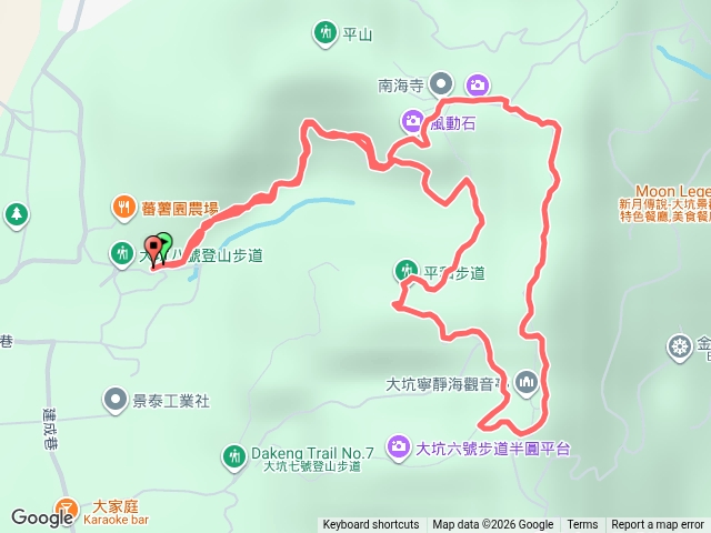 大坑8號步道 0.8k 穿越小路到 7號,再由和平步道到 6號風動石最後8號回來預覽圖