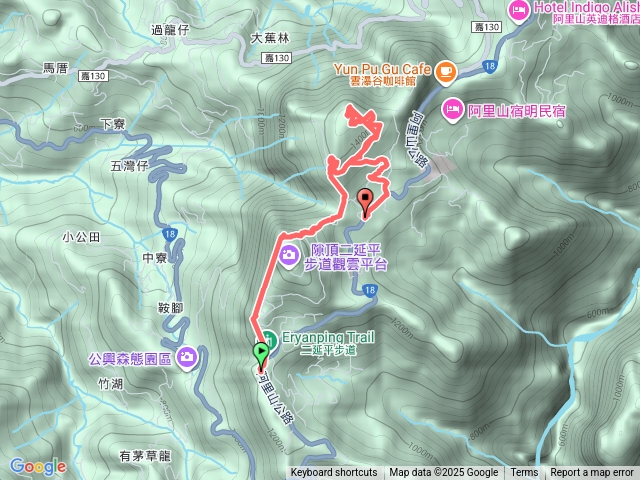 二延坪山茶林山步道，隙頂山縱走預覽圖