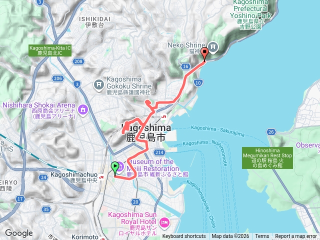 2026.08.25鹿兒島中央車站到仙巖園循環巴士軌跡