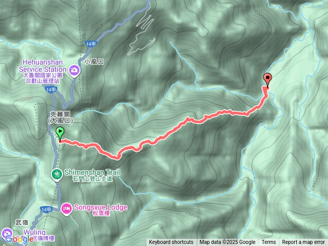 石門東稜下谷關原上屏風（屏風pass