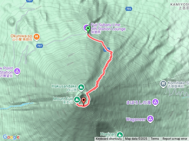 吉田五合目=>頂上富士山劍峰