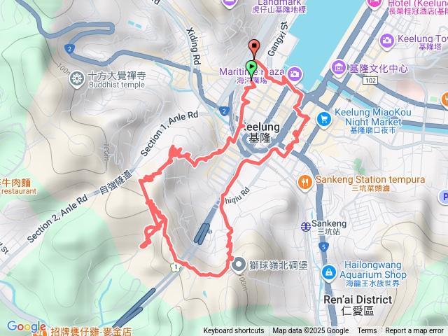 基隆火車站，劉銘傳隧道，西砲台山，獅球嶺北峰預覽圖