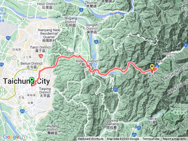 台中火車站 - 唐麻丹山(松鶴登山口) 