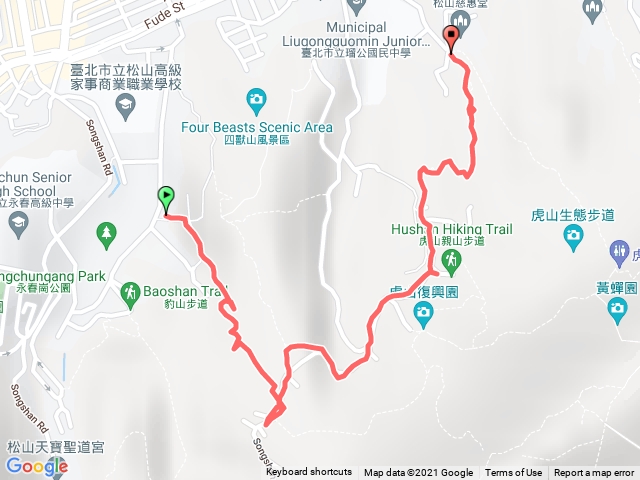 虎山步道—永春濕地公園至松山慈惠堂登山口