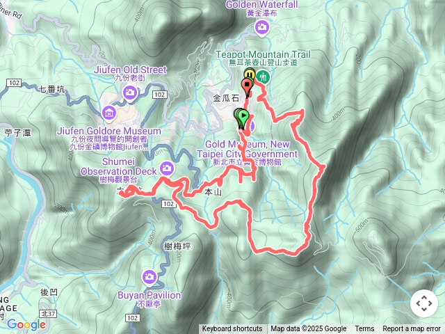 茶壺山、半平山、燦光寮山、樹梅坪、本山礦場、黃金博物館O型路線