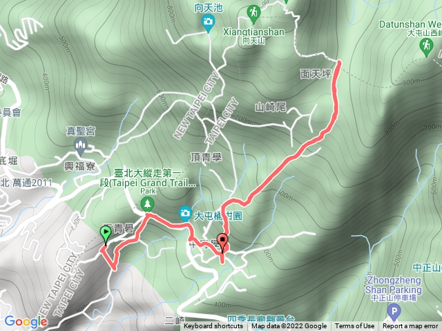 貴子坑》清天宮〉大屯主登山口》清天宮