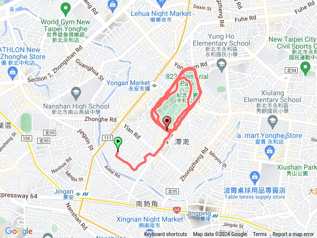 中和823公園快走四圈預覽圖