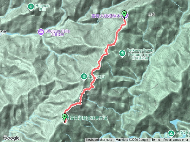 雪見大板根山徑來回預覽圖