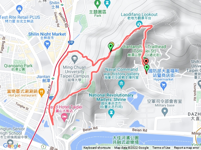 通北街-老地方-銘傳大學-圓山登山口-通北街