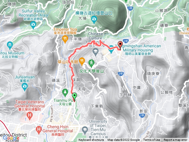 天母圖書館-猴洞-半嶺-湖山-翠峰步道-翠峰瀑布-天母古道-文化大學公車站