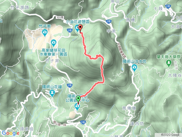 從苗圃上七星主峰下小油坑