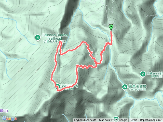 鹿場上加里山、杜鵑嶺、大坪支線，大O路線預覽圖