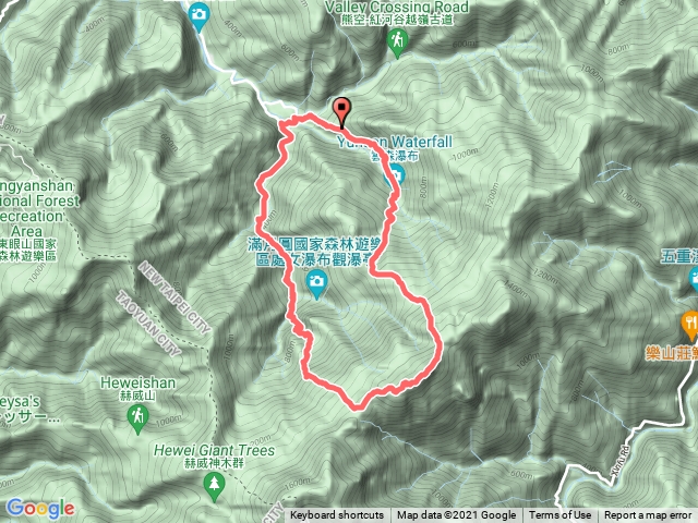 登樂佩山賞山毛櫸（從雲森瀑布進，滿月圓出）大O形