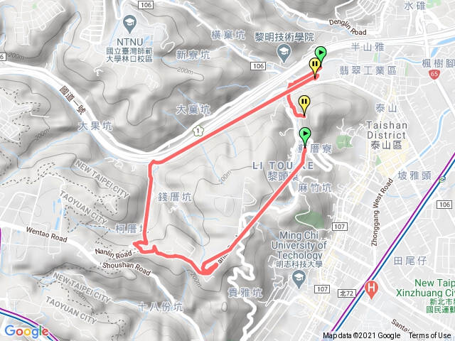 泰山-尖凍山-瓊仔湖-林口南亞-柯厝坑溪-大科路