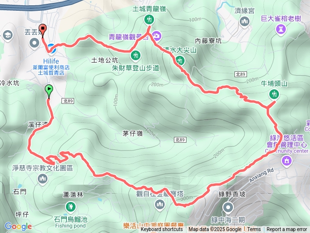 20250111土城-四海站-茅仔嶺-十八份山-文筆山-五尖山-牛埔頭山-新加坡山-大尖山-青龍嶺-內冷水坑山-德霖科大站