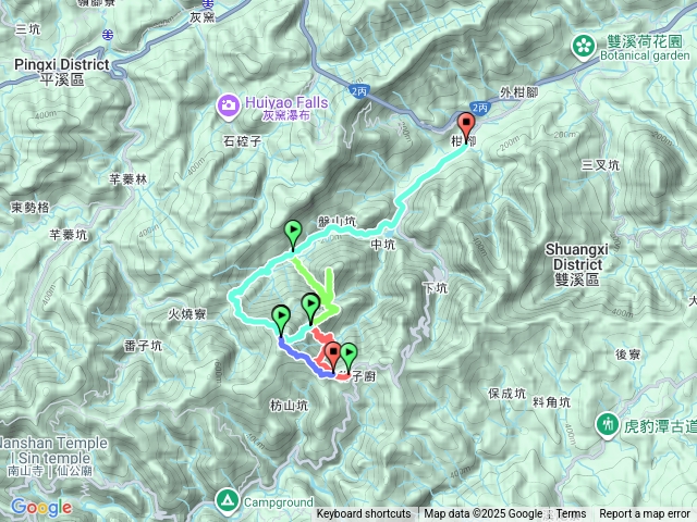 雙溪盤山坑新興宮-內盤山坑（滑律坑）古道-中坑西山（來回）-枋山坑山稜線新路-枋山坑山-過火坪古道0行