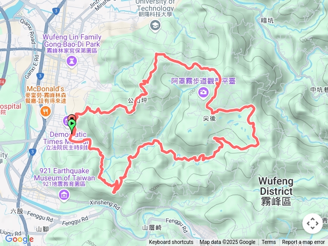 霧峰省議會、好漢坡、櫻花步道、朝陽國家公園、阿罩霧山、中心瓏步道O繞