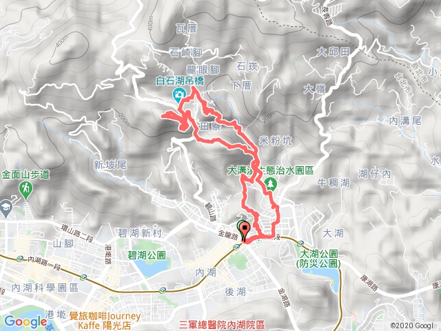 內湖三尖_梘頭山南峰>梘頭山>圓覺瀑布>圓覺尖>忠勇山>鯉魚山>鯉魚山東峰迷你8字形6連峰 ##內湖捷運站起完登