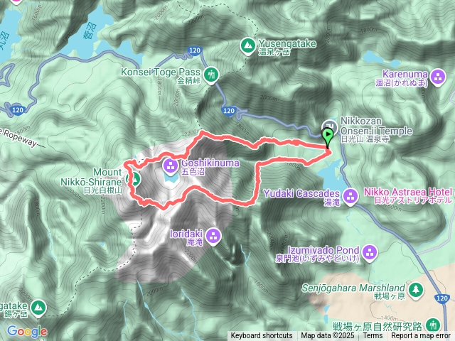 日本奧日光白根山O型(湯元溫泉進出)